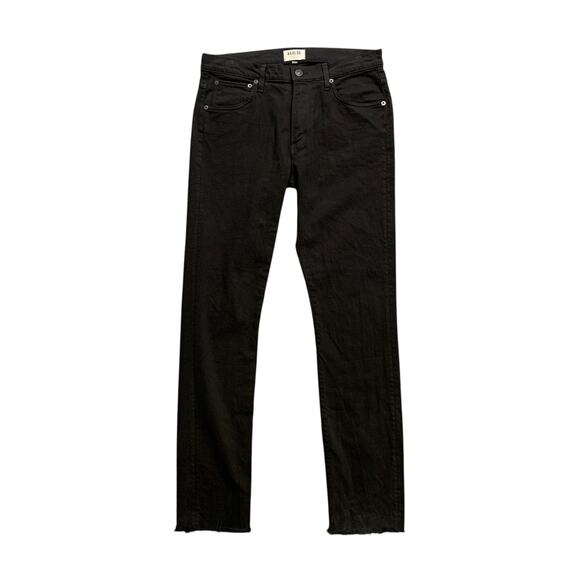 Agolde Jeans Womens 33 Black Denim Splinter Raw Cut Frayed Hem Ankle Zip Fly - Picture 1 of 10